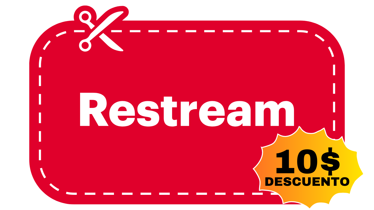 cupón descuento restream 10$ descuento